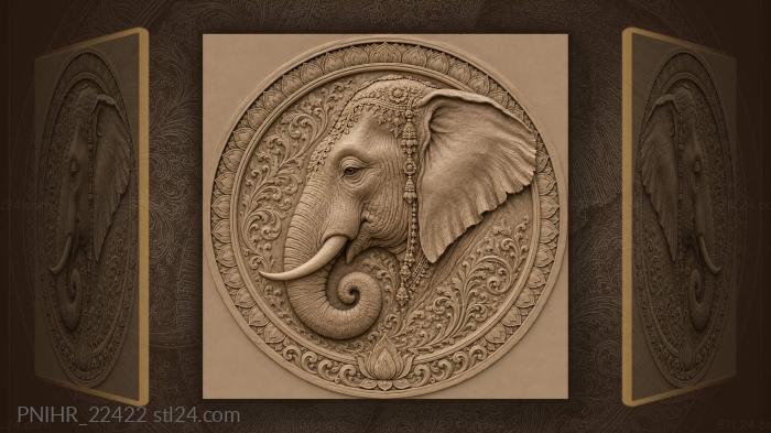 Majestic elephant head lotus frame 3d STL model