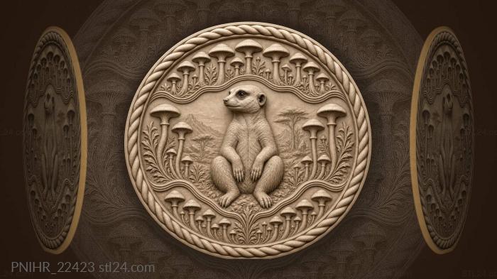 Meerkat among whimsical mushroom garden 3d STL model