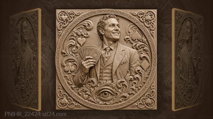 Gentleman with cards and watchful eye 3d STL model