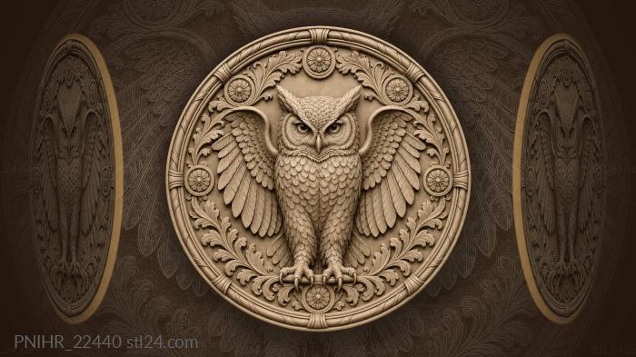 Owl gripping the rim of rosettes 3d STL model