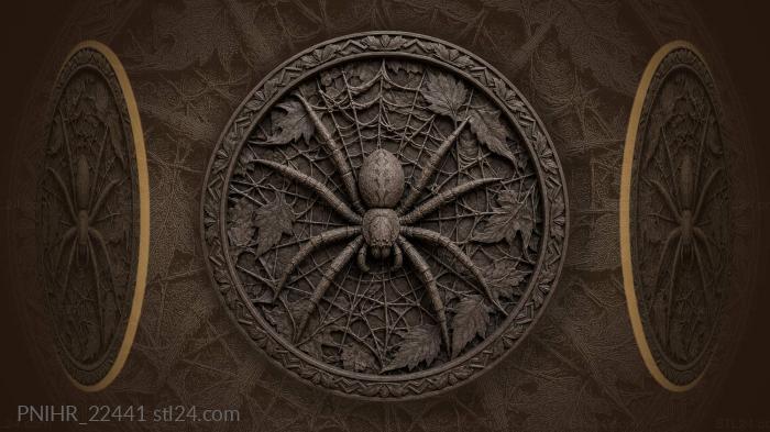 Spider gripping the strands of a round web 3d STL model