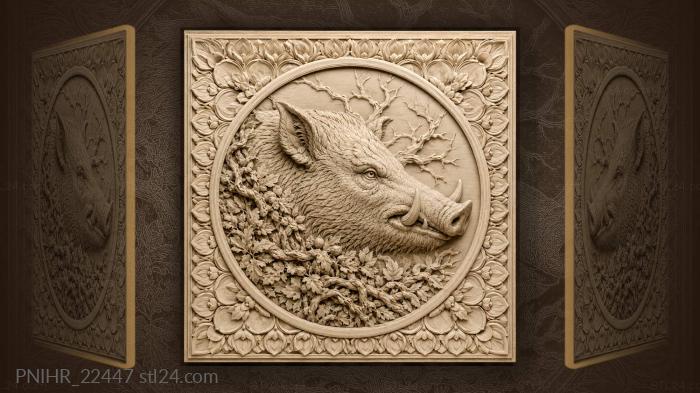 Boar breaking out of tangled thicket 3d STL model