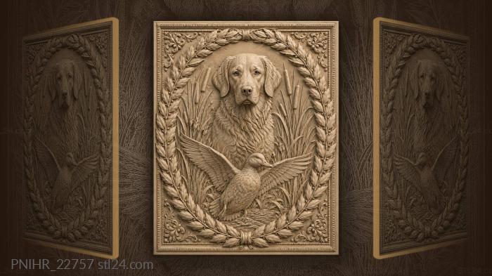 Dog duck reeds peaceful country scene 3d STL model