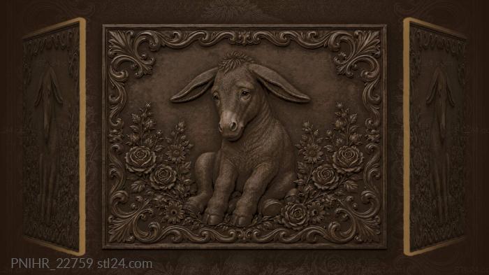 Gentle donkey among summer flowers 3d STL model