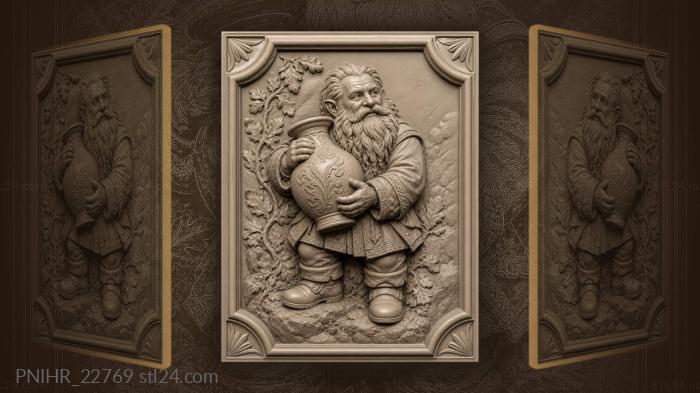 Dwarf with ornate ceramic jug 3d STL model