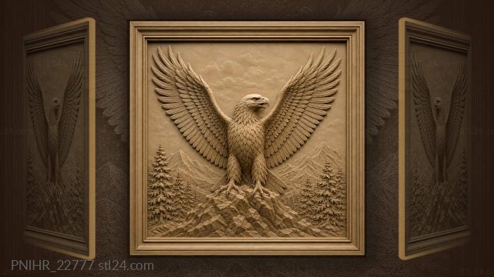 Eagle on a rock above far mountains 3d STL model