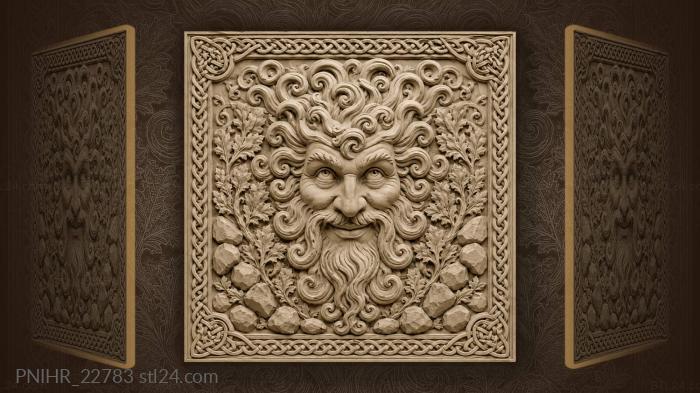 Mystical face with celtic stones 3d STL model