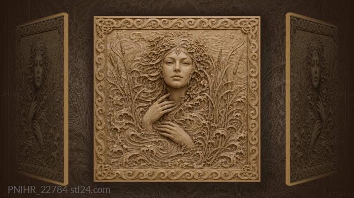 Water spirit among reeds and swirls 3d STL model