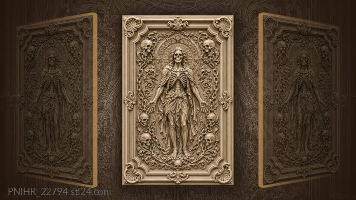 Skulls chains and central figure 3d STL model