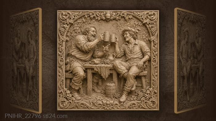 Festive mugs and cheerful company 3d STL model