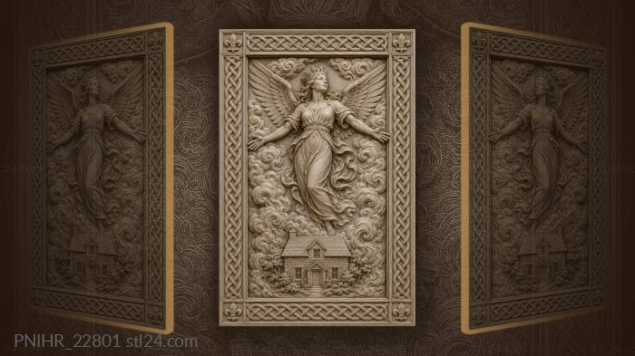 Angel above cozy home clouds 3d STL model