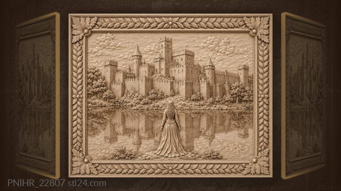 Castle by the water laurel frame 3d STL model