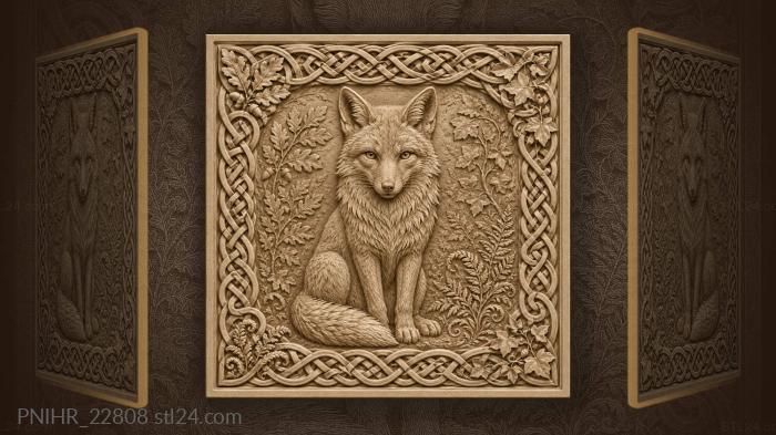 Celtic fox with intricate border 3d STL model