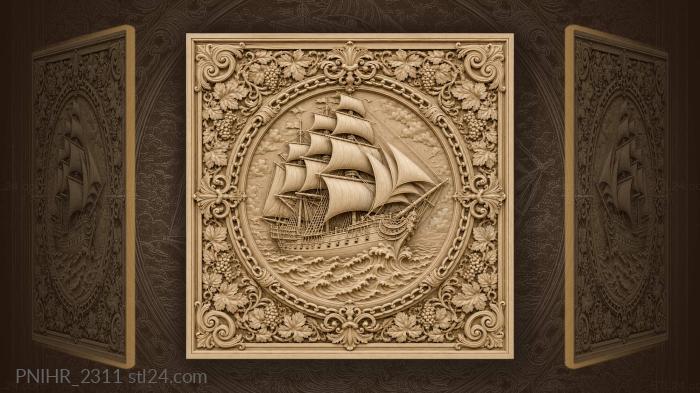 Full sail within chained medallion 3d STL model