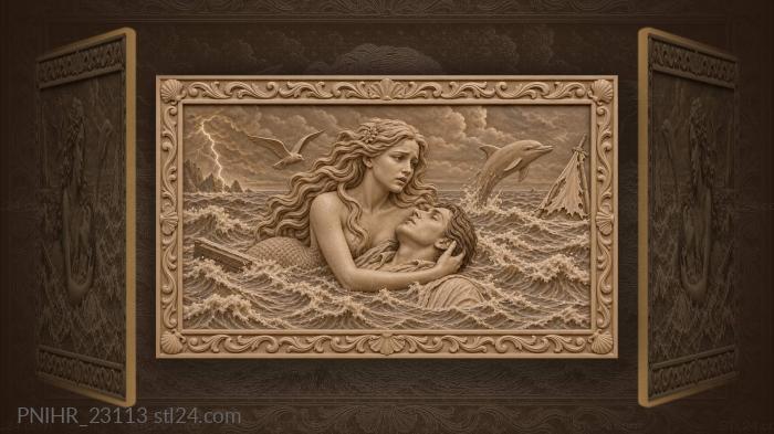 Mermaid and prince stormy rescue 3d STL model