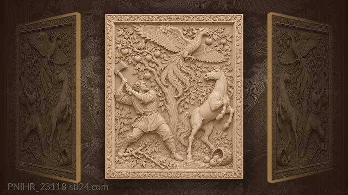 Firebird stealing golden apple orchard 3d STL model