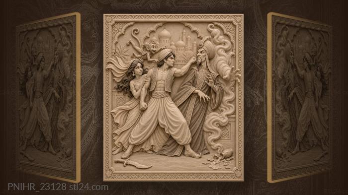 Aladdin defeats sorcerer genie intervenes 3d STL model