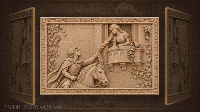 Knight catching the braid beside his horse 3d STL model