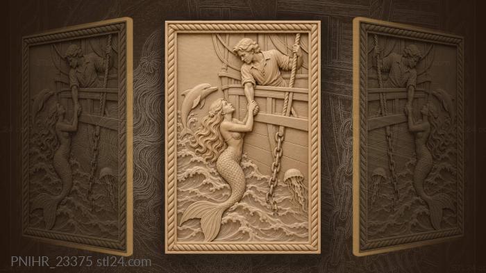 Little mermaid saving her prince 3d STL model