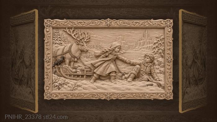 Gerda kai reindeer sled winter tale 3d STL model