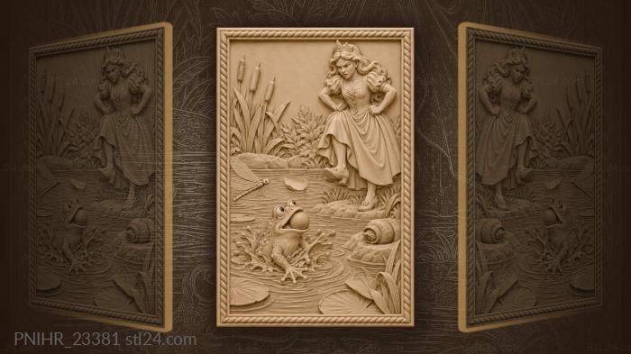 Frog prince playful princess fairytale scene 3d STL model