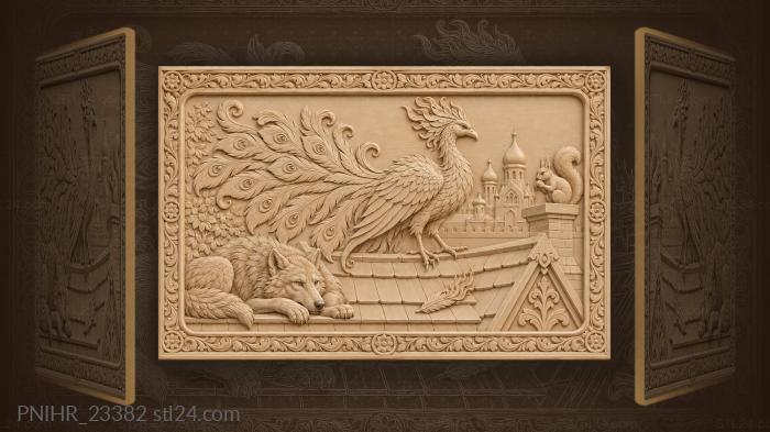 Firebird above palace wolf squirrel 3d STL model
