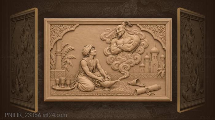 Aladdin summons the genie from the lamp 3d STL model