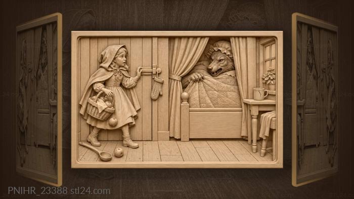 Little red riding hood exposes the wolf 3d STL model