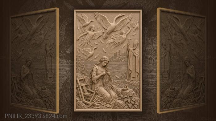 Girl weaves shirts for her swan brothers 3d STL model