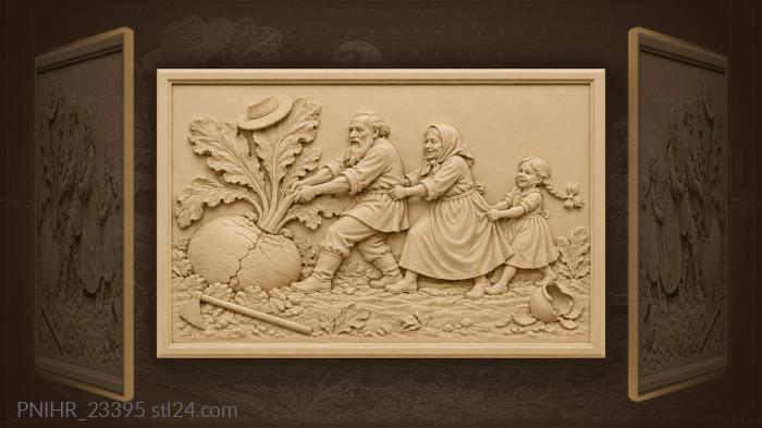 Family pulls up a giant turnip 3d STL model