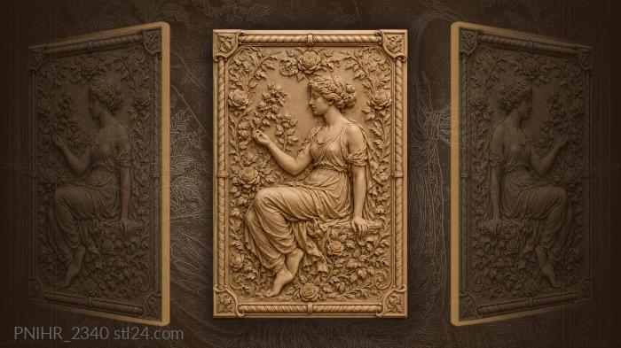 Roses twining around seated lady 3d STL model