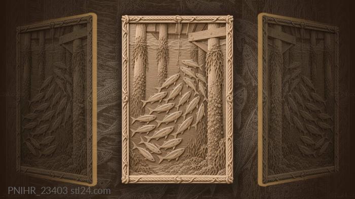 Dusk mackerel shoal by the pier 3d STL model
