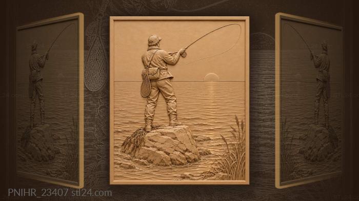 Evening angler by the river 3d STL model