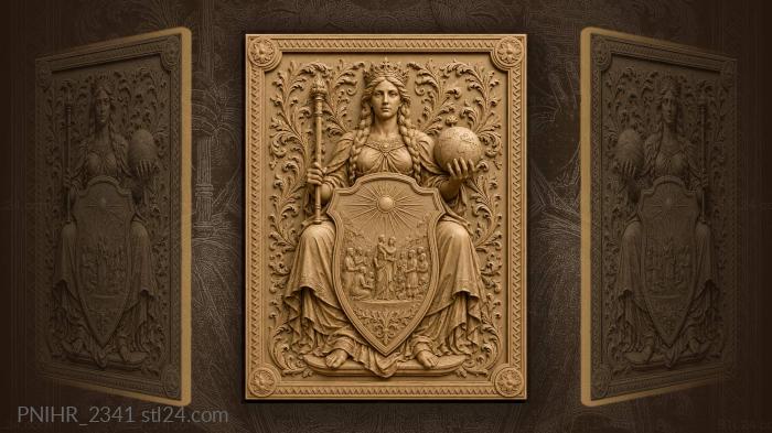 Seated ruler with globe and sun shield 3d STL model