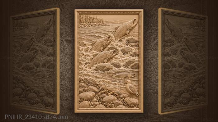 Salmon run upstream to spawn 3d STL model