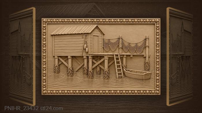 Fishing hut on the water 3d STL model