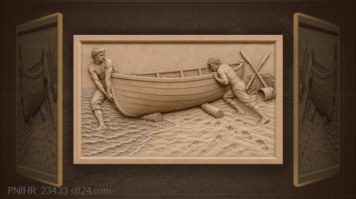 Boat launch strong men teamwork 3d STL model