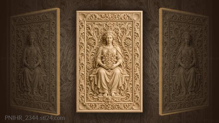 Floral bouquet elegant seated figure 3d STL model