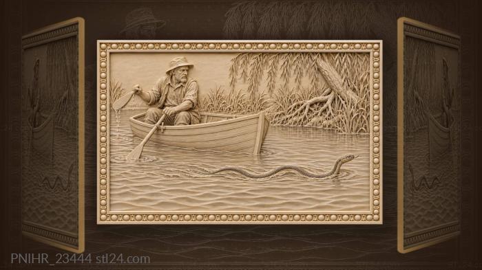 Snake and fisherman quiet moment 3d STL model