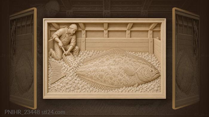 Halibut in icy ship hold 3d STL model