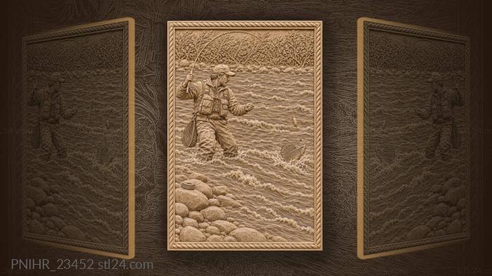 Angler fishing mountain river grayling 3d STL model