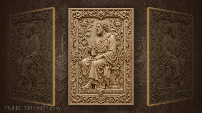 Old man with a scroll in the leaves 3d STL model