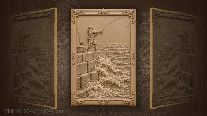 Angler casting over concrete mole 3d STL model