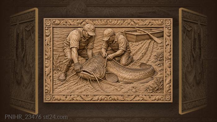 Giant catfish hauled onto shore 3d STL model