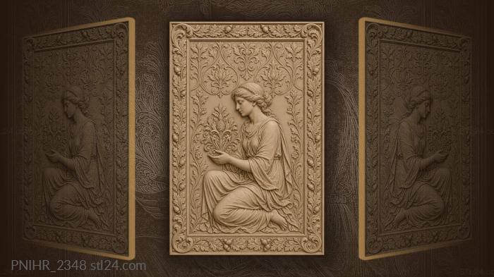 Floral bouquet and leafy border 3d STL model