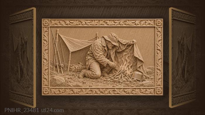 Sheltering a small fire from slanting rain 3d STL model