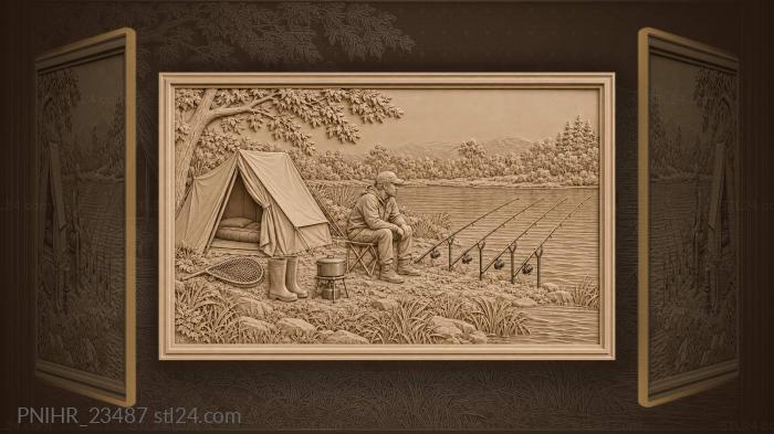 Quiet fishing camp by the water 3d STL model