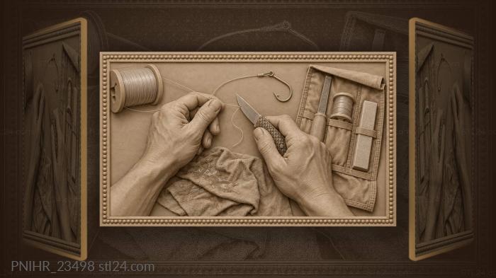 Fishing knife line hook tackle 3d STL model