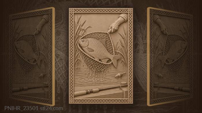 Water streams as angler lands bream 3d STL model