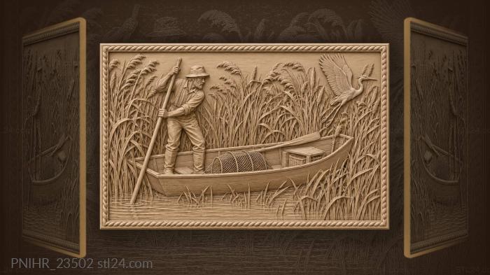 Punt poled through the standing reeds 3d STL model